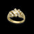 Anello in oro giallo 18kt con diamanti taglio baguetta e brillante