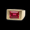 Anello da uomo in oro giallo 18kt e pietra rossa rettangolare
