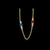 Collana lunga in oro giallo 18k e sfere colorate