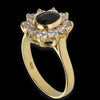 Anello in oro giallo 18kt a margherita con zirconi blu bianchi