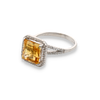 Anello in oro bianco 18kt con citrino e diamanti